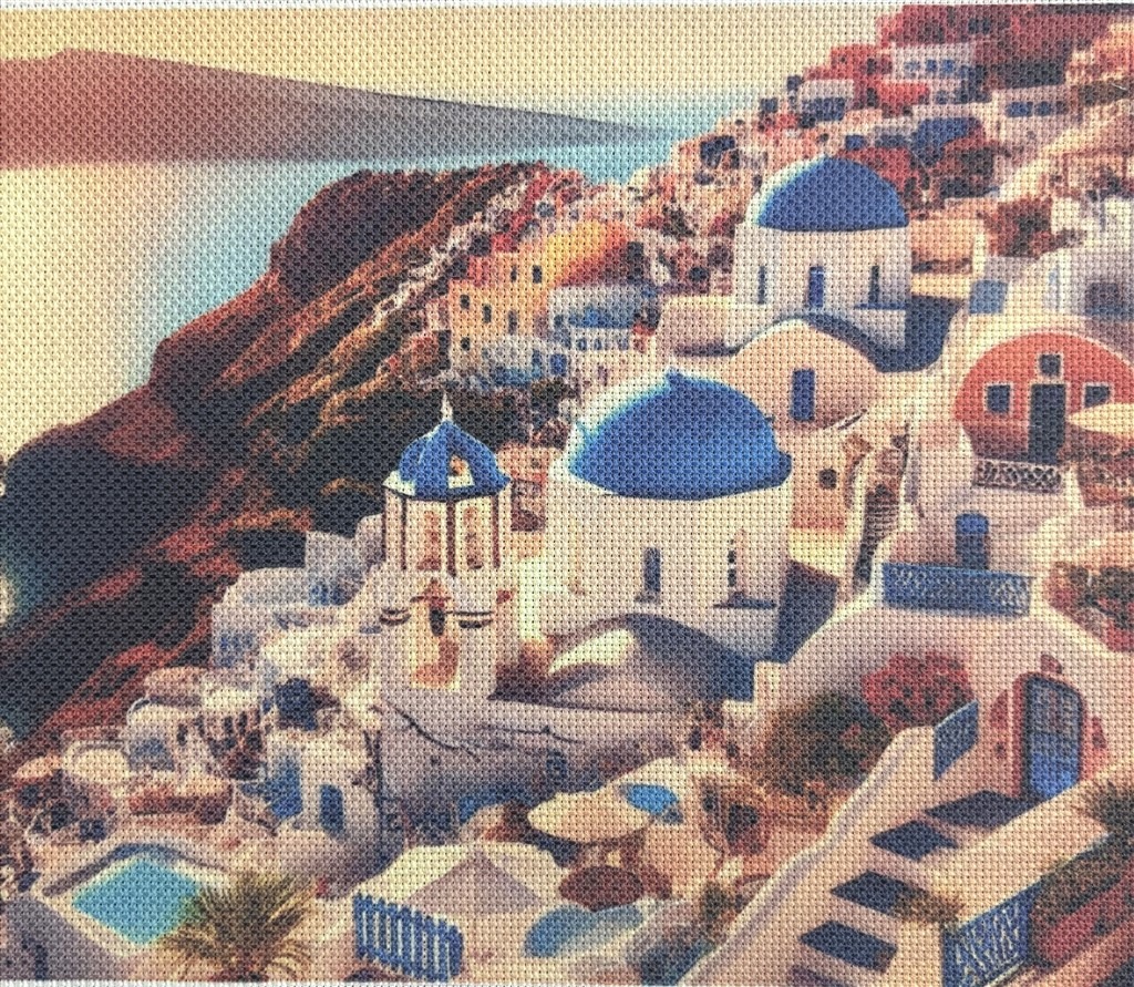 Süblimasyon Baskılı Etamin Santorini Temalı