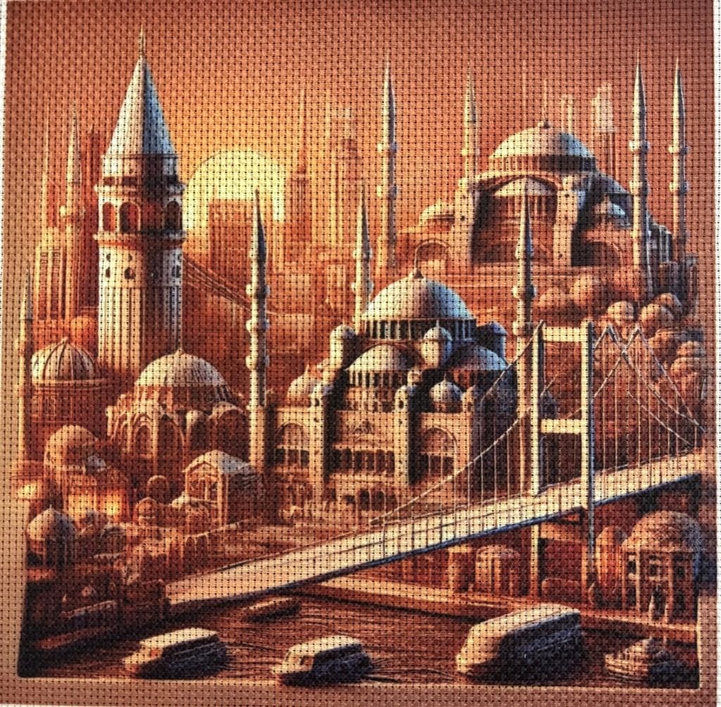 Süblimasyon Baskılı Etamin Gün Batımı İstanbul Temalı