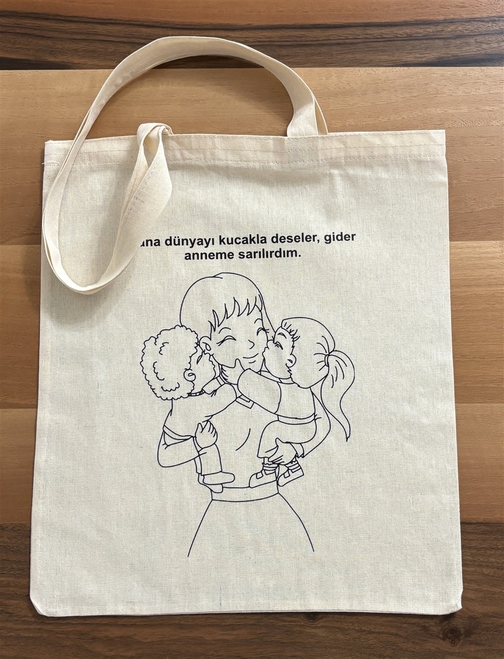 Dtf Baskılı  Bez Çanta  Anne ve Çocuklar Temalı