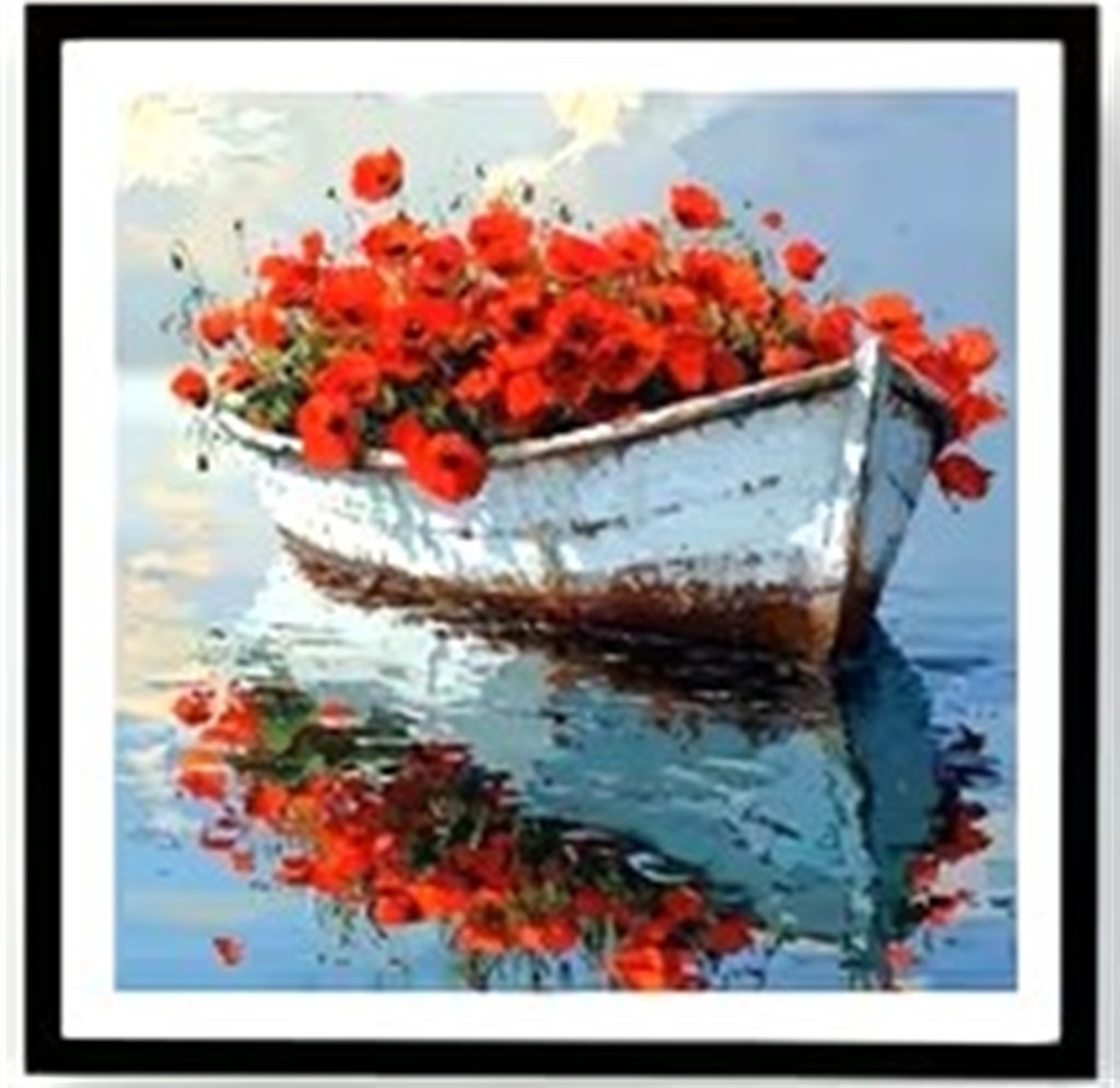 Boncuk İşleme Goblen Kiti 5D Çiçekli Tekne Temalı